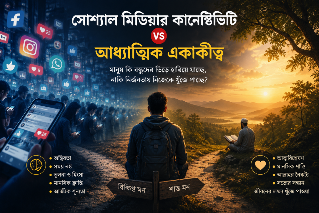 সোশ্যাল মিডিয়ার কানেক্টিভিটি বনাম আধ্যাত্মিক একাকীত্ব: মানুষের প্রকৃত উন্নতি কি মানুষের ভিড়ে, নাকি নির্জনতায়?